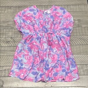 Floral Pink and Blue Kids Dress